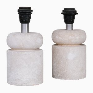 Small Mid-Century French Concrete Table Lamps, Set of 2