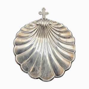 Antique Spanish Shell-Shaped Dish with Silver Cross