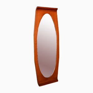 Großer italienischer Ovaler Spiegel aus Teak, 1960er