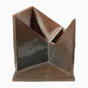 Vaso geometrico in ceramica, anni '70