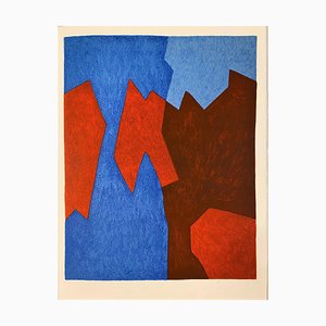 Serge Poliakoff, Red and Blue Composition, Lithograph