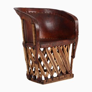Südamerikanischer Sessel aus Leder und Holz, 20. Jahrhundert