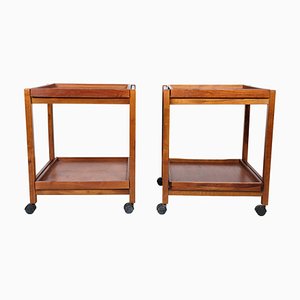 Roll Coffee Tables with Serving Tray in Walnut, 1960s, Set of 2