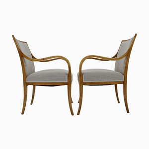 Set of Vintage Danish Armchairs in Birch by Frits Henningsen, 1950s