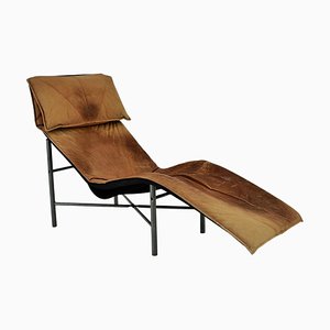 Cognacfarbene Vintage Leder Chaiselongue von Tord Bjorklund, 1970