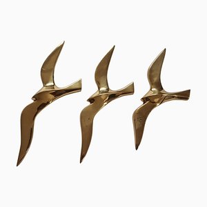 Brass Wall Decor Sculptures of Seagulls, Austria, 1963, Set of 3