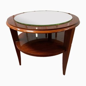 Art Deco Mahogany Pedestal Table with Mirrored Top