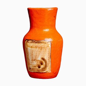 Ceramic Vase in Orange by Guido Gambone, Italy, 1950s