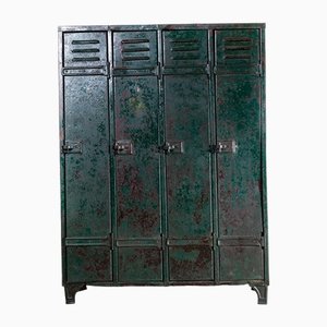 Industrial French Steel Four Door Locker, 1940s