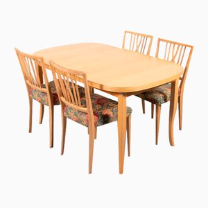 Mesa de comedor y sillas suecas vintage, años 70. Juego de 5