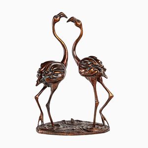 Scultura in Bronzo Rose Flamants e Ranacchia attribuita ad Adrien David