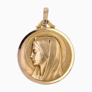 Französische 18 Karat Roségold Jungfrau Maria Haloed Medaille, 1950er