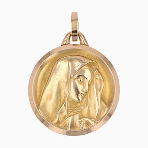 French 20th Century 18 Karat Yellow Gold Virgin Mary Medal