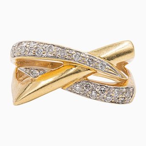 Vintage 18k Yellow Gold Diamond Ring, 1970s