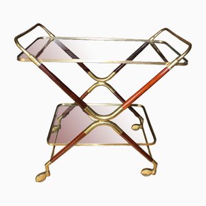 Italian Trolley in Brass and Rosewood by Cesare Lacca, 1950s