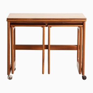 Triform Nesting Tables with Fold Out Top from McIntosh, 1960s, Set of 3