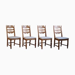 Razorblade Stühle mit hoher Rückenlehne aus Eiche & Bouclé von Henning Kjærnulf, 1960er, 4 . Set