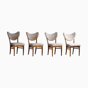 Vintage Chairs in Ash and Lambswool by Hvidt & Mølgaard, 1950s, Set of 4