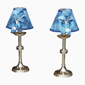 Lámparas de mesa victorianas góticas eclesiásticas de latón. Juego de 2