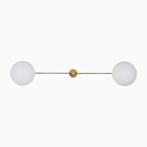 Stella Snooker Chrome Opaque Ceiling Lamp in Brass and Opaline Glass by Design for Macha