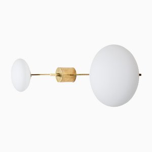 Stella Snooker Unolished Lucid Ceiling Lamp in Brass and Opaline Glass by Design for Macha