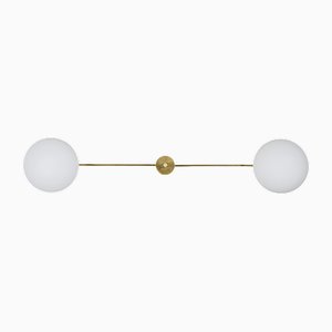 Stella Snooker Bronze Ceiling Lamp in Brass and Opaline Glass by Design for Macha