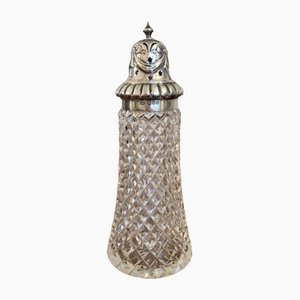 Porta zucchero Edoardo VII in argento e vetro, inizio XX secolo