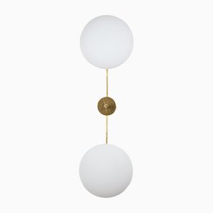 Stella Toi & Moi Unpolished Lucid Ceiling Lamp in Brass and Opaline Glass by Design for Macha