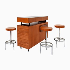 Taburetes de bar para el hogar atribuidos a George Nelson para Knoll Inc., 1969. Juego de 4