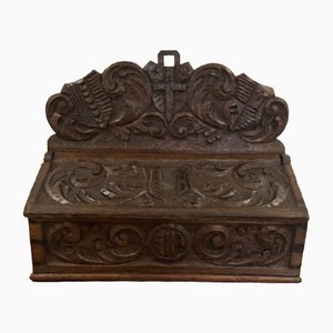 Victorian Carved Oak Candle Box, 1860s