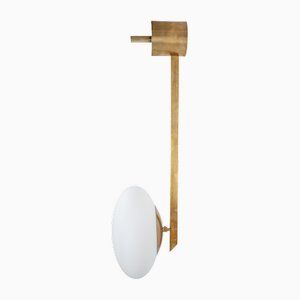 Stella Angel Unpolished Balanced Ceiling Lamp in Brass and Opaline Glass by Design for Macha