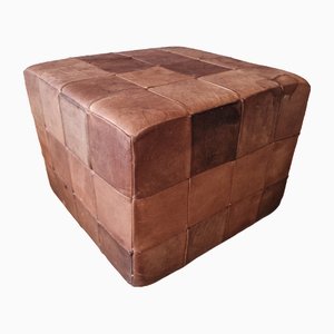Brown Patchwork Leather Ottoman from de Sede, Switzerland, 1970s