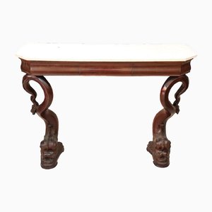 Table Console Antique avec Plateau en Marbre, 1800s