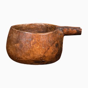Antique Hand-Carved Pouring Dish in Hardwood, 1850