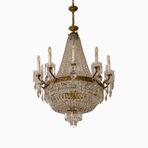 Large Empire Style Crystal Chandelier, 1940s