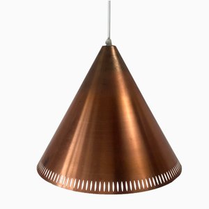 Lámpara colgante danesa grande de cobre perforado de Nordisk Solar, años 60