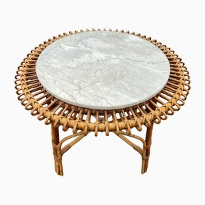 Rattan and Marble Sun Table, 1950s