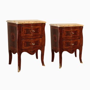 Louis XV Inlaid Rosewood Dresser and Bedside Tables, 1920s, Set of 3