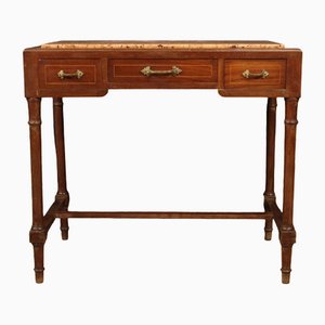 Tavolo intarsiato con ripiano in marmo, Italia, 1920