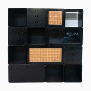 Cubes Modulaires en Bois Noir par Derk Jan De Vries, Italie, 1960s, Set de 13