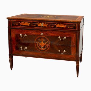 Commode Louis XVI Lombard en Bois Précieux Exotiques