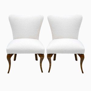 Chippendale Style Lounge Chairs in Boucle, 1940s, Set of 2