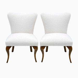Set of Chippendale Style Lounge Chairs in Boucle, 1940s