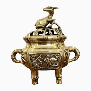 Chinese Brass Lidded Incense Burner, 1880s