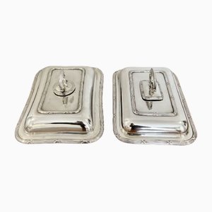 Edwardian Silver Plated Rectangular Entree Dishes, 1900s, Set of 2