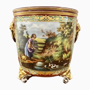 Victorian French Hand Painted Porcelain Jardiniere, 1860s