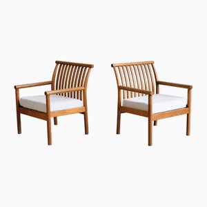 Set of Curved Oak Armchairs by Isamu Kenmochi, Japan, 1960s