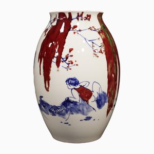 Chinese Painted and Glazed Ceramic Vase, 2000