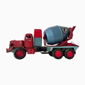 Camión de juguete mezclador de estaño y cemento, Japón, años 50
