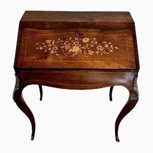 Victorian French Rosewood Marquetry Inlaid Bureau, 1860s